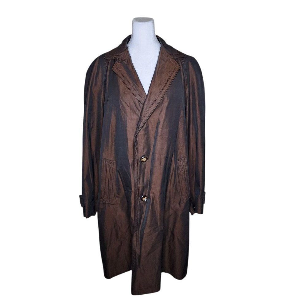 Vintage 80s Arvidssons Overcoat Trench Coat Mens XL Brown Flannel Lined